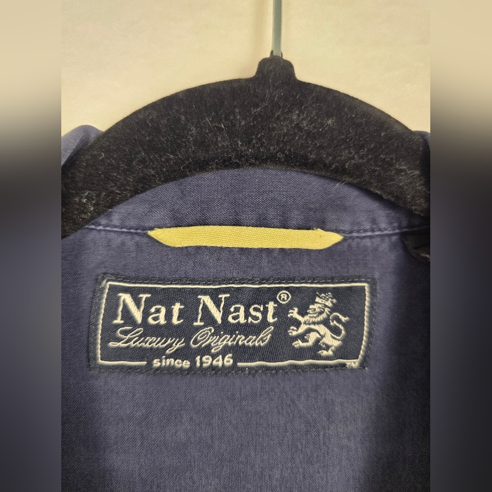 NAT NAST BLUE SHORT SLEEVE BUTTON SILK CAMP SHIRT. MENS XL - Picture 5 of 9